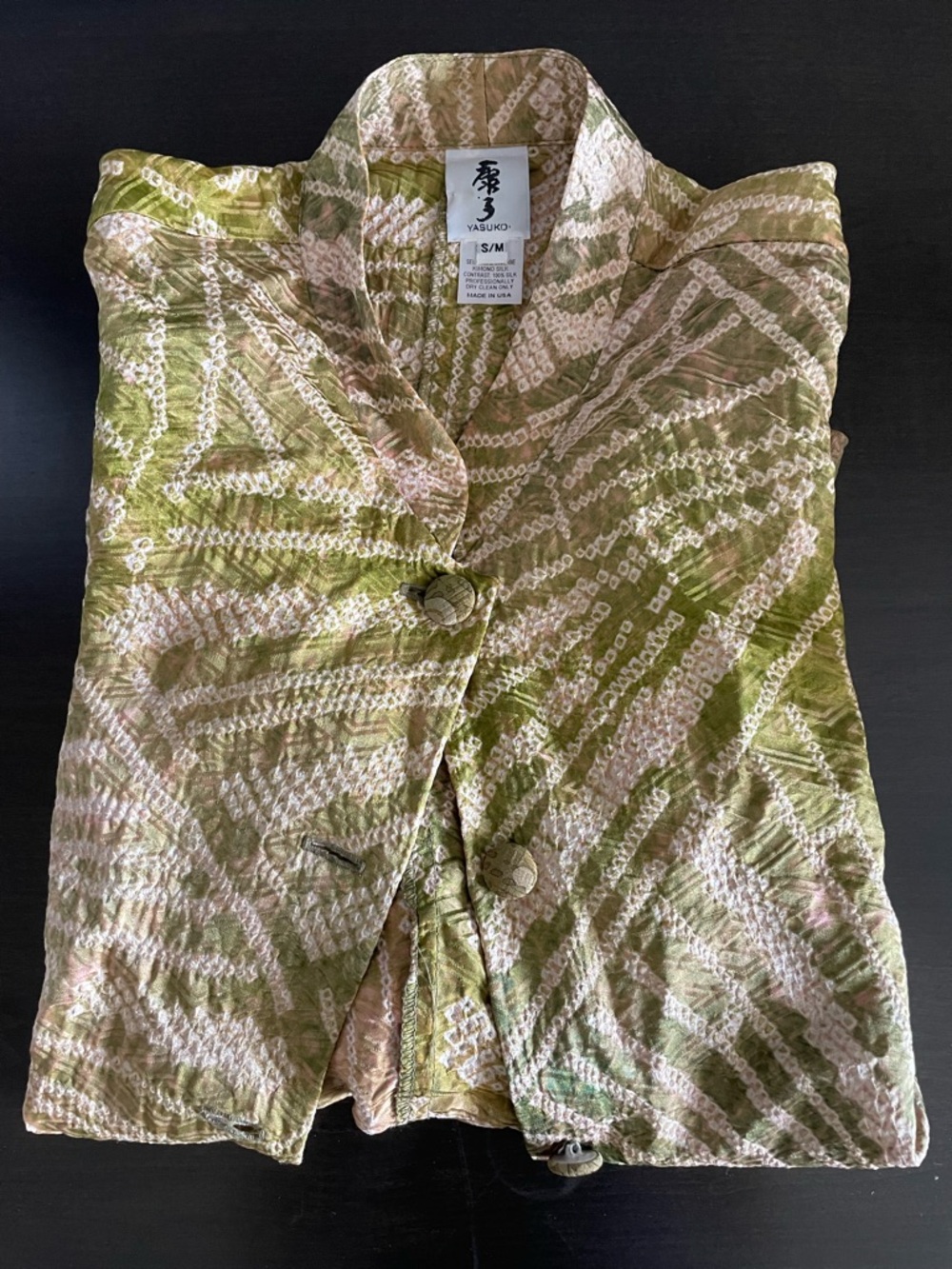 Yasuko Olive & Cream Patterned Button-Front Women's Blouse